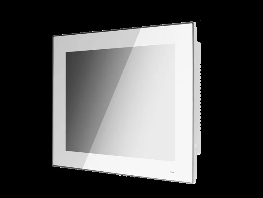 Panel PC công nghiệp Advantech PPC-3120S 12,1 inch nhìn chéo, mặt trước phẳng viền trắng, hông có khe tản nhiệt