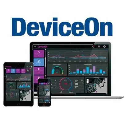 Giao diện DeviceOn của Advantech hiển thị bảng điều khiển trên máy tính xách tay, máy tính bảng và điện thoại