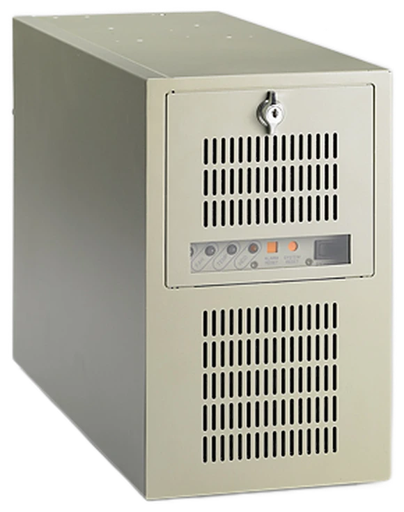 Advantech IPC-7220 nhìn chếch từ bên phải, thấy mặt trước và hông máy