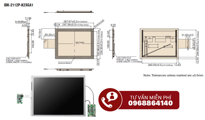  Bộ màn hình công nghiệp IDK-2112P-K2XGA1